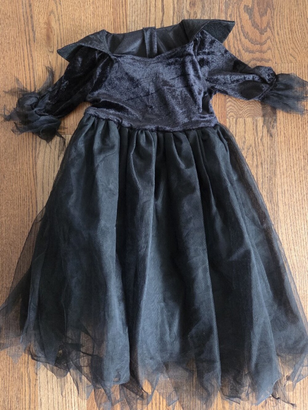 Black Velvet Tulle Kids Witch Costume Dress